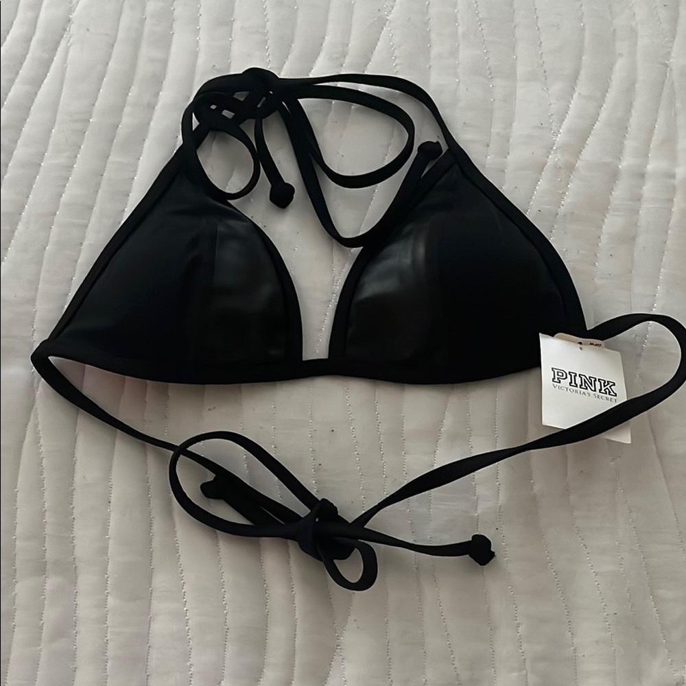 PINK Black Bikini Top